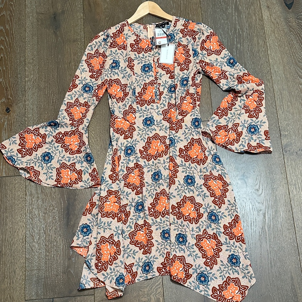 1. State Vibrant Floral Dress in Orange and Blue